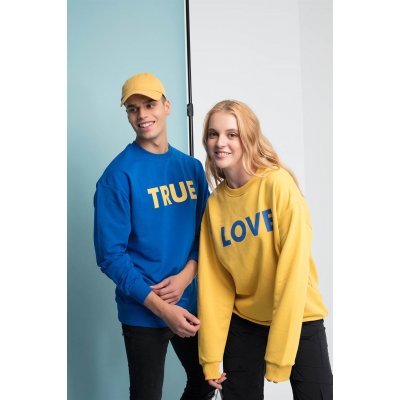 Lozigo True Couple Yuvarlak Yaka Sweatshirt Mavi Sarı 121104