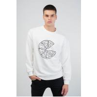 Lozigo Pizza Couple Yuvarlak Yaka Sweatshirt Beyaz 121107