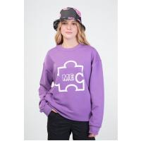 Lozigo Puzzle Couple Yuvarlak Yaka Sweatshirt Mor 121109